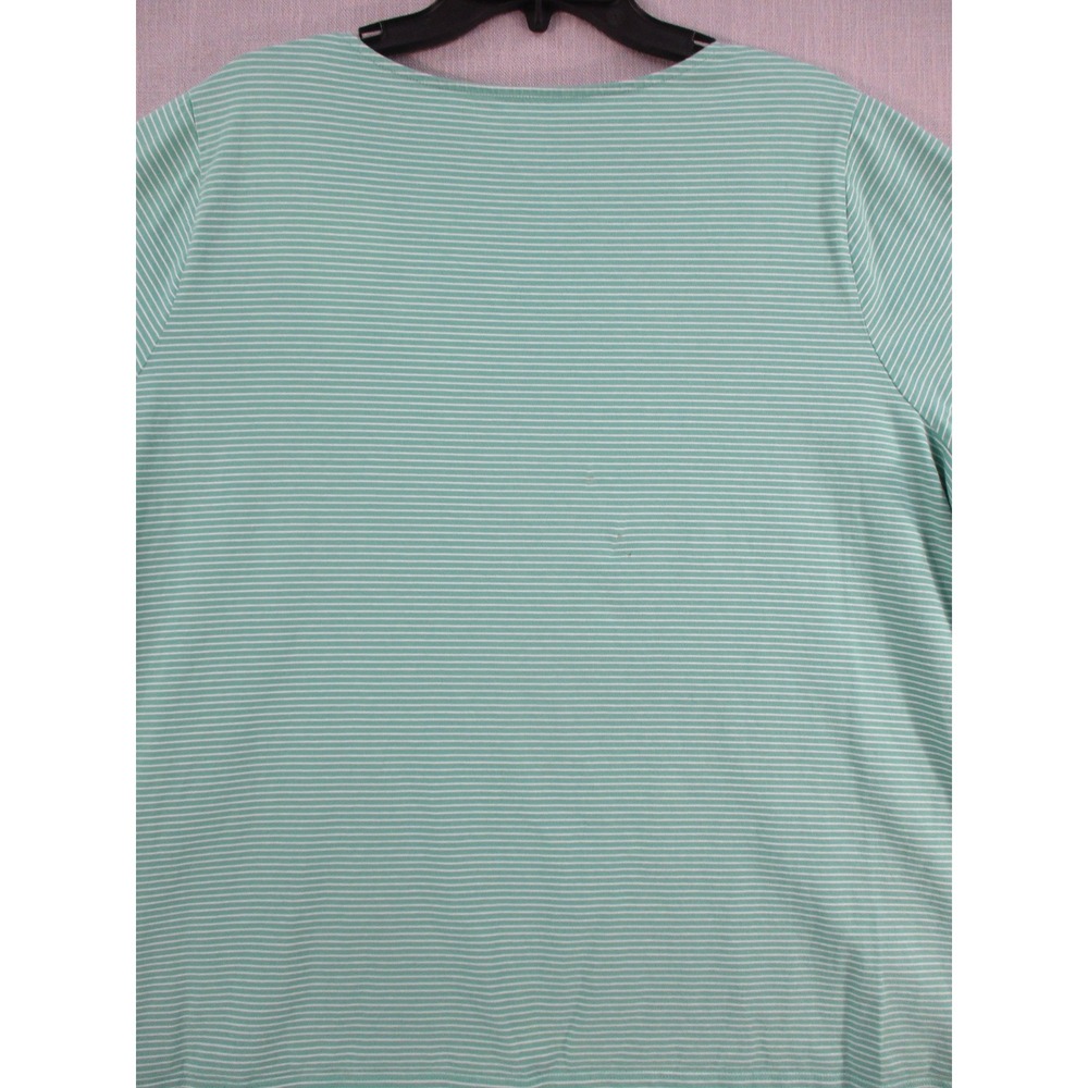 Lands‎ End Womens 3X Green White Striped Square Neck Cotton T-Shirt 67510163411 - Picture 8 of 10